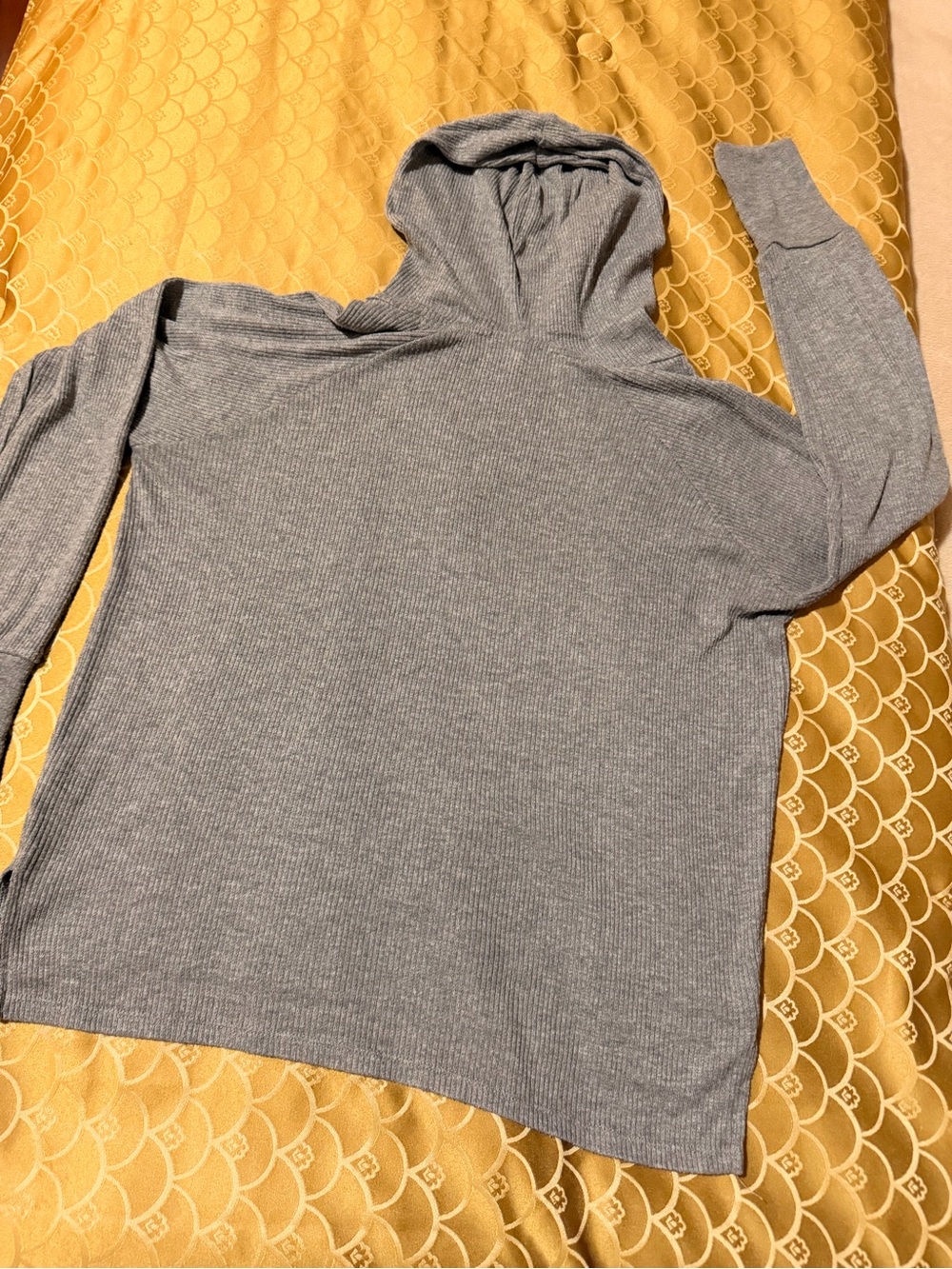 PJ Salvage Grey Hoodie, super soft ribbed knit, long-sleeve, Oversized size XS - Picture 13 of 16